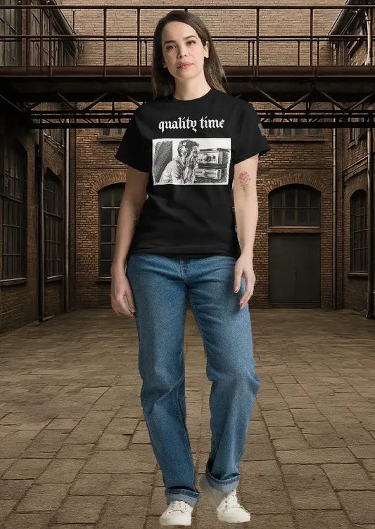ausgefallenes T-shirt quality time headphone Mein Shop